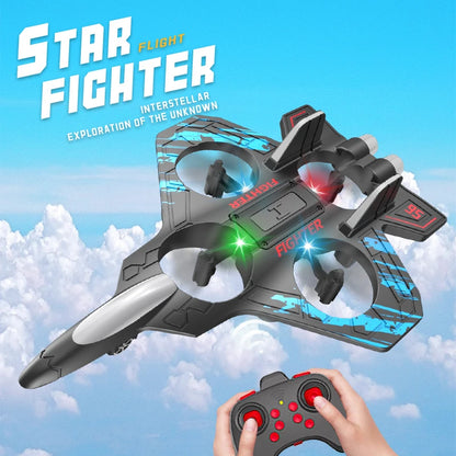 Glider Flying Helicopter RC Jet with Stunt Features & LED Lights – Foam Fighter Remote Control Airplane Toy