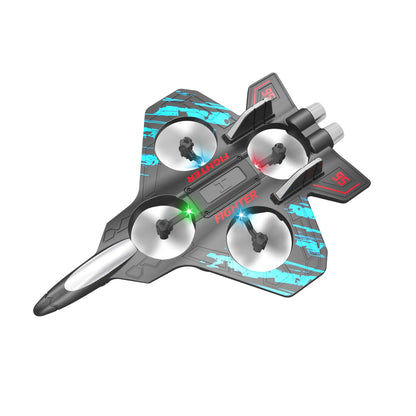 Glider Flying Helicopter RC Jet with Stunt Features & LED Lights – Foam Fighter Remote Control Airplane Toy