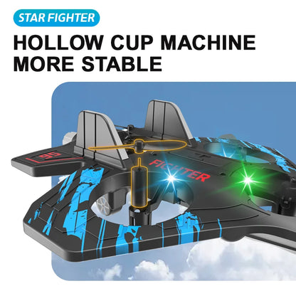 Glider Flying Helicopter RC Jet with Stunt Features & LED Lights – Foam Fighter Remote Control Airplane Toy